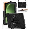 BRAECN Custodia per Sumsung Galaxy Tab Active 5 Pro/Active 4 Pro/Active Pro | 10.1 Pollici Antiurto Robusto Cover con Supporto Girevole a 360° e Cinturino a Mano, Portapenne, Tracolla Portatile Nero