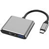 Eono Adattatore USB C a HDMI 4K, 3 in 1 Tipo C Adattatore a HDMI Converter con Porta di Ricarica USB C e Porta USB 3.0 Compatibile con MacBook Pro, iMac, iPad Pro (Grigio)
