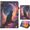 Bemoloon Tablet Cover in Pelle PU per Samsung Galaxy Tab A 10.1 (2019) - Colori Vibranti & Design alla Moda, Anti-Graffio, Gatto Chiaro di Luna