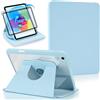 Koze Custodia A16 iPad per 11ª/10ª Generazione 11 Pollici con Alloggiamento Penna Schienale Acrilico Trasparente Rotante e Supporto Multiangolo in Pelle PU per Disegno Ufficio Studio Blu Ghiaccio
