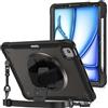 ProCase Cover iPad Air 11 M2/M3 2024/2025, iPad Air 5/4 Generazione 10,9 Pollici, Rugged Custodia Protettiva Antiurto con Cavalletto Rotante 360 -Nero