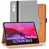 Vkooer Custodia per Lenovo Yoga Tab Plus 12,7 pollici 2025 con supporto per S Pen e fessure per documenti, custodia in pelle PU premium folio business stand, cover case per Lenovo Yoga Tab Plus