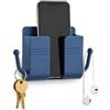 Generic Supporto da parete per telefono, autoadesivo da parete, supporto di ricarica con ganci, multiuso, impermeabile, per camera da letto, cucina, bagno, ufficio (blu reale)
