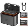 melasta Batteria agli ioni di Litio per Insta360 X3 | 2 Batteria da 1800mAh con Caricabatterie a Doppio Slot, Supporta L'archiviazione su Scheda SD