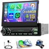 Hikity 7 2+64GB 1 DIN CarPlay Autoradio con Bluetooth FM RDS | Touchscreen Android Auto Wireless CarPlay GPS Navi WiFi Retrocamera Mirror Link Comandi al Volante USB AUX 2+64G