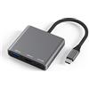 YRRNAE Adattatore Multiporta USB C a HDMI, Adattatore con HDMI 4K@60Hz 3 in 1 Tipo C Hub Compatibile con MacBook Pro, Chomebook, HP Spectre, Surfacebook Pro ecc