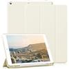 ZKTUYU Custodia per iPad 9/8/7ª generazione con portapenne, iPad 9 generazione, 10.2 pollici, modello 2021/2020/2019, per iPad 10.2 pollici, custodia ultra sottile in TPU con supporto, bianco crema