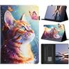 Generico DayQiQiPu Custodia per Huawei MediaPad T3 AGS-W09/L09/L03 (9,6 Pollici) in pelle PU Caso a Portafoglio Cover Ribaltabile Motivo Gatto Mandarino Guscio con Supporto e Auto Wake/Sleep, 06