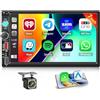 Hikity Autoradio 2 Din 7 Schermo IPS Wireless CarPlay Android Auto BT | Video Online, Uscita Video, Radio FM, SWC, Telecamera, MIC, Telaio Esterno