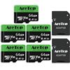 AreTop Scheda Micro SD da 64 GB, U3, 90 MB/s, confezione da 5 | U3 V30 per video 4K, 90 MB/s, include adattatore SD, compatibile tablet/drone/dash cam/camera/phone/Switch/PC