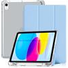 DAORANGE Custodia Cover per iPad (A16) 11a / 10a Generazione (2025/2022) con Portapenne, Cover in Pelle PU Ultra-sottile Leggero, Supporto Trifold e Funzione Auto Svegliati/Sonno (Azzurro)