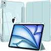 EspZanthic Custodia per iPad Air 13 Pollici M4/M3/M2 (2026/2025/2024) con Portapenne, Chiaro Trasparente Retro Conchiglia Sottile Antiurto Tablet Cover, Auto Sveglia/Sonno, Blu