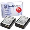 Trade-Shop - 2 batterie agli ioni di litio, 850 mAh, sostituisce Canon LP-E10, adatte per Canon EOS 1100D, 1200D, 1300D, 2000D, 4000D, Rebel T3, T5, T6, Kiss X50 X70