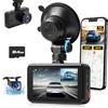 Inefala Dash Cam 4K Fronte Retro WiFi, 64GB, Schermo 3 Pollici | Ripresa 4K Frontale + 1080P Posteriore, WiFi Con App, Scheda 64GB Inclusa, Angoli 150°/120° E Display Da 3 Pollici