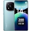XIAOMI Redmi Note 14 Pro+ 5G smartphone, 12GB RAM 256G, schermo AMOLED 6.67 pollici 1.5K, sensore di impronte digitali, fotocamera 200MP, doppia SIM, NFC, ricarica veloce 120W, Blu