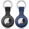 Meliya 2 Pezzi Meliya AirTag Portachiavi per Apple Airtag, Silicone Custodia per Airtag Apple con Portachiavi, Cover Protettiva per AirTag per Zaini e Animali Domestici (Nero+Blu navy)