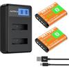AKTTKA Batteria ricaricabile NP-BX1 (set da 2, 1380mAh) e caricatore doppio con ingresso Type-C e schermo LCD-Compatibile con Sony ZV-1, Cyber-Shot DSC-RX100 II/III/Ⅳ/Ⅴ/Ⅵ/ Ⅶ/VA, DSC-RX100M II, RX1