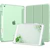 MoKo Cover per iPad 9a/8a/7a Generazione 10,2 Pollici con Portapenna | Custodia per iPad 10,2 2021/2020/2019, Trifold Sottile Leggera Cover con Retro PC Rigido Traslucido, Verde Matcha