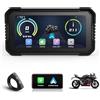 hizpo Schermo CarPlay da 6,25 pollici per moto, wireless, CarPlay & Android Auto, navigazione GPS per moto, supporto Dual Bluetooth, telecomando, Siri, G00gle Assistant