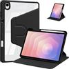 HUOLUNGJIN Custodia rotante per Samsung Galaxy Tab S6 Lite 10.4'' 2024/2022/2020 (SM-P620/P610/P613/P615), con portapenne e cover posteriore trasparente, rotazione a 360°, accensione e spegnimento
