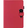 Generico DayQiQiPu Custodia per Lenovo Tab P11/ P11 Plus Modello: TB-J606F/TB-J606X/TB-J616F 11 Pollici in Pelle PU con Design Cartone Animato Gatto,Chiusura Magnetica,con Slot per schede Stand,Rosso