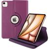 World biz Custodia rotante per iPad Air 13 M2 (2024) A2898 / A2899 / A2900, rotazione a 360 gradi Smart Cover con supporto, accensione e spegnimento automatico, iPad Air 13 (viola)