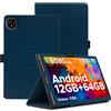 KUSINHOKA Custodia Compatibile con Doogee Tab A9/Tab A9 PRO 10 Pollici, Leggero Pelle PU Protettiva Cover con Cinturino da Polso, Tablet Custodia Magnetico con Funzione di Supporto, Blu Scuro