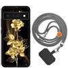 vingarshern Cover Compatibile con Google Pixel 6A Custodia in Silicone Sottile,Case Antiurto e Antigraffio con Motivo+1×Catena/Cordino per Cellulare,Fiore dorato