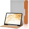 Oduio Custodia per Samsung Galaxy Tab S8 Plus 2022 / Tab S7 FE 2021 / Tab S7 Plus 2020 12.4" Pelle Tablet Case, Multi-Angli Supporto Pieghevole Cover Protettiva con Tasca, Auto Sveglia/Sonno - Grigio