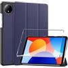 Heioloo Custodia per Xiaomi Redmi Pad SE 8.7 Cover in Pelle Case, + [1 Pezzi] Vetro Temperato Pellicola Protettiva [Auto Svegliati/Sonno][Supporto Funzione ] [Anti-Scratch] Blu