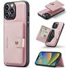 Generic HERCN PU Custodia in Pelle per iPhone 14 PRO Max 6.7;Porta Carte Rimovibile -Cavalletto -Cover per Cellulare Funzionale con Piccolo Portafoglio Magnetico Unico. (Rosa)