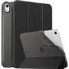 MoKo Cover per iPad (A16) 11a Gen./10a Gen. 2025/2022, Nero | per iPad Cover in TPU e Pelle PU Semi-Trasparente Sostegno Supporto Sottile con Morbido TPU Cover con Auto Svegliati/Sonno