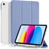 4UBonLife Cover Per iPad (A16) 11a Generazione 11 Pollici 2025, iPad 10a Generazione10,9 2022 con Portapenna, Custodia Protettiva Sottile con Retro Rigido Traslucido Guscio Case, Grigio Lavanda