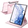 A-BEAUTY Custodia Rotante Compatibile con Samsung Galaxy Tab S8 Plus 2022 / S7 FE 2021 / S7 Plus 2020 12.4 Pollici, Antiurto Trasparente Cover, Auto Svegliati/Sonno, Rosa