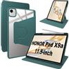 Lemxiee Cover per Honor Pad X9a case,Custodia in pelle PU + Acrilico trasparente per supporto rotante/Slot per penna