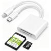 HAUXGOGO Lettore di schede USB 2.0 2 in 1 con USB-C e cavi di illuminazione | Supporta schede SD/SDHC/SDXC/Micro SD/TF, supporta OTG, compatibile con dispositivi di illuminazione/tipo C, plug-and-play