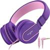 AILIHEN I35 Cuffie Per Bambini Con Microfono Volume Limitato 93 dB Bambini Ragazze Ragazzi Adolescenti Cuffie Cablate Pieghevoli Leggere Per Corsi Online Scolastici Chromebook(Rosa Viola)