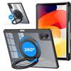 RollinCase Custodia per Xiaomi Redmi Pad SE 11 Pollici 2023 Cover Girevole 360° con Supporto e Maniglia, Retro Trasparente PC, Nero