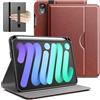 JETech Custodia Business per iPad mini A17 Pro/6ª Gen, Marrone | Cover per 8,3 2024/2021 Modello, Design in Pelle PU, Porta Pencil e Tasca, Visione Multi-Angolo
