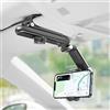 Generic Supporto per telefono da auto, girevole a 360°, per parasole dell'auto, retrattile, compatibile con iPhone/Android/Samsung, montabile su cruscotto o parabrezza