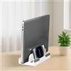 Generic Supporto verticale regolabile per laptop - Organizzatore da scrivania in plastica poco ingombrante per laptop e tablet, bianco