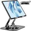 Ravetard Supporto per tablet per scrivania, regolabile pieghevole in Metallo da tavolo, iPad Stand Girevole a 360 gradi da Tavolo Scrivania, compatibile con iPad Pro Air Mini e altri((nero)