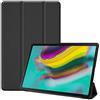 SATURCASE Custodia per Samsung Galaxy Tab S5e 10,5 SM-T720 T725, Custodia protettiva pieghevole in ecopelle PU con supporto e funzione di spegnimento/accensione automatica (Nero)
