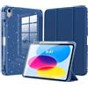 MoKo Brillante Cover per iPad (A16) 11/ 10a Gen. 10,9, Blu Marino | Cover Protettiva PU-Leder Dreifach Falt Klapp Schutzhülle Con Portapenne Supporto Glitterata con Trasparente Brillante
