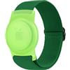 Amzpas Cinturino per AirTag per bambini, custodia antigraffio a prova di perdita, facile da regolare, facile da trasportare, in nylon elastico, custodia protettiva per Apple AirTag (verde)