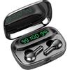 TICFOX In Ear Cuffie Bluetooth TWS Senza Fili Bluetooth 5.0, Scatola di Ricarica con Display LED IPX4 Impermeabile (Nero)