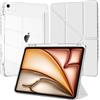 EspZanthic Custodia per iPad Air 13 Pollici M4/M3/M2 (2026/2025/2024) / iPad Pro 12.9 2022/2021/2020/2018 con Portapenne, 6-in-1 Molteplici Angoli di Visione, Trasparente Posteriore