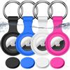 Joremx per AirTag Portachiavi, 4 Pack (Nero+Blu brillante+Bianco+Rose) | Impermeabile IPX8, Silicone Porta per AirTag di 1ª e 2ª Gen, Segnale Inalterato, Attaccare a Chiavi/Valigie/Collari per Cani
