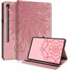 CXTCASE Custodia per Samsung Galaxy Tab S10 Lite/S10 FE/S9 FE/S9, rosa | slot per schede, funzione leggio, portapenne, pelle PU ultra sottile, elastico, angoli multipli
