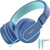 AILIHEN I35 Cuffie Per Bambini Con Microfono Volume Limitato 93 dB Bambini Ragazze Ragazzi Adolescenti Cuffie Cablate Pieghevoli Leggere Per Corsi Online Scolastici Chromebook(Blu)